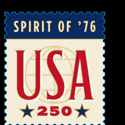 Remembrance America 250 seal with "Spirit of '76" and "USA 250" displayed on the patriotic design.