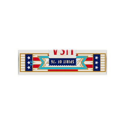 Top panel of the Remembrance America 250 playing card tuck box with Spirit of 76 banner and patriotic decoration.