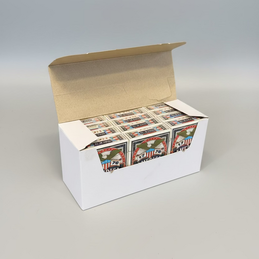 12 decks of Remembrance America 250 in a white brick box